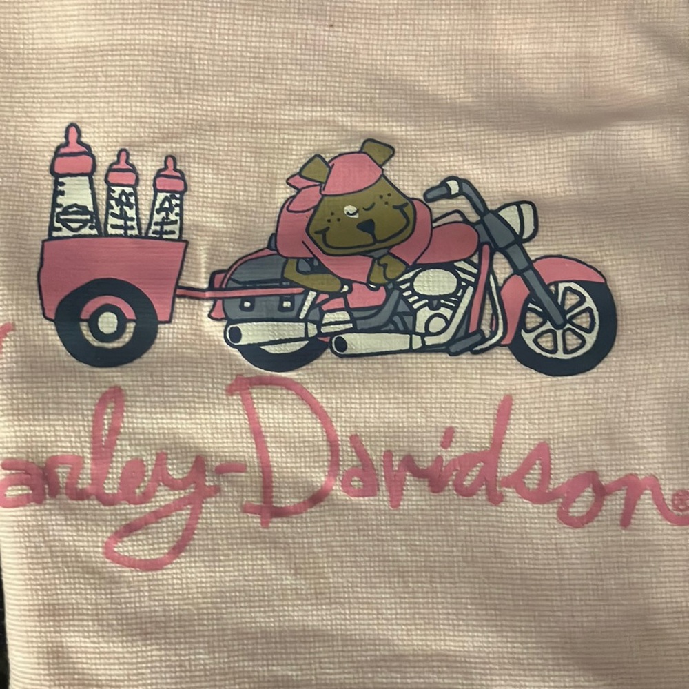 Pink Harley Davidson baby blanket